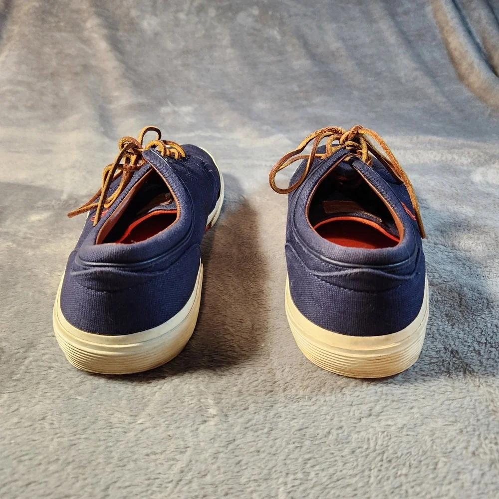 Polo Ralph Lauren Shoes Mens 11 Blue Orange Faxon Low Canvas Sneaker Pony Preppy